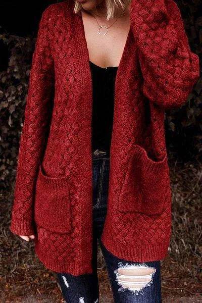 Open Front Dropped Shoulder Cardigan with Pockets - Bona Fide Fashion