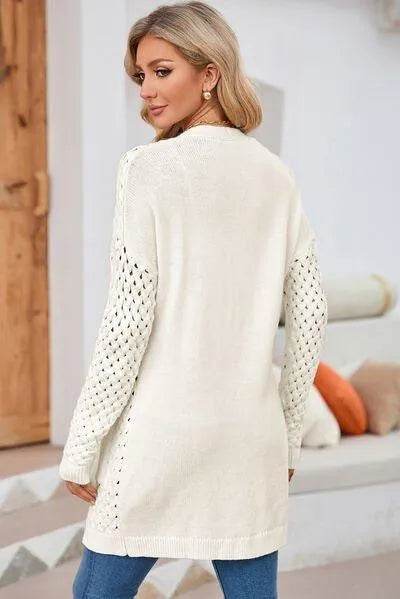 Open Front Dropped Shoulder Cardigan with Pockets - Bona Fide Fashion