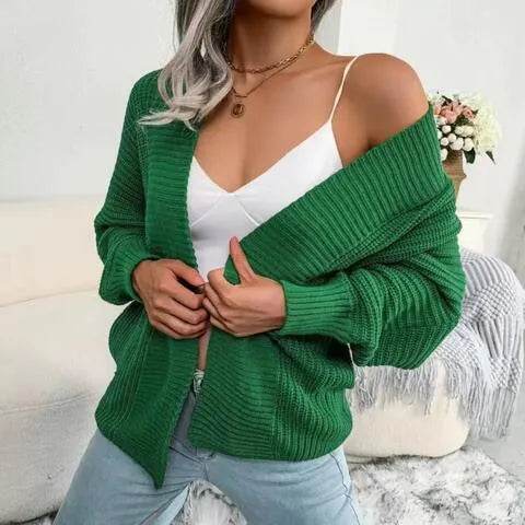 Open Front Lantern Sleeve Cardigan - Bona Fide Fashion