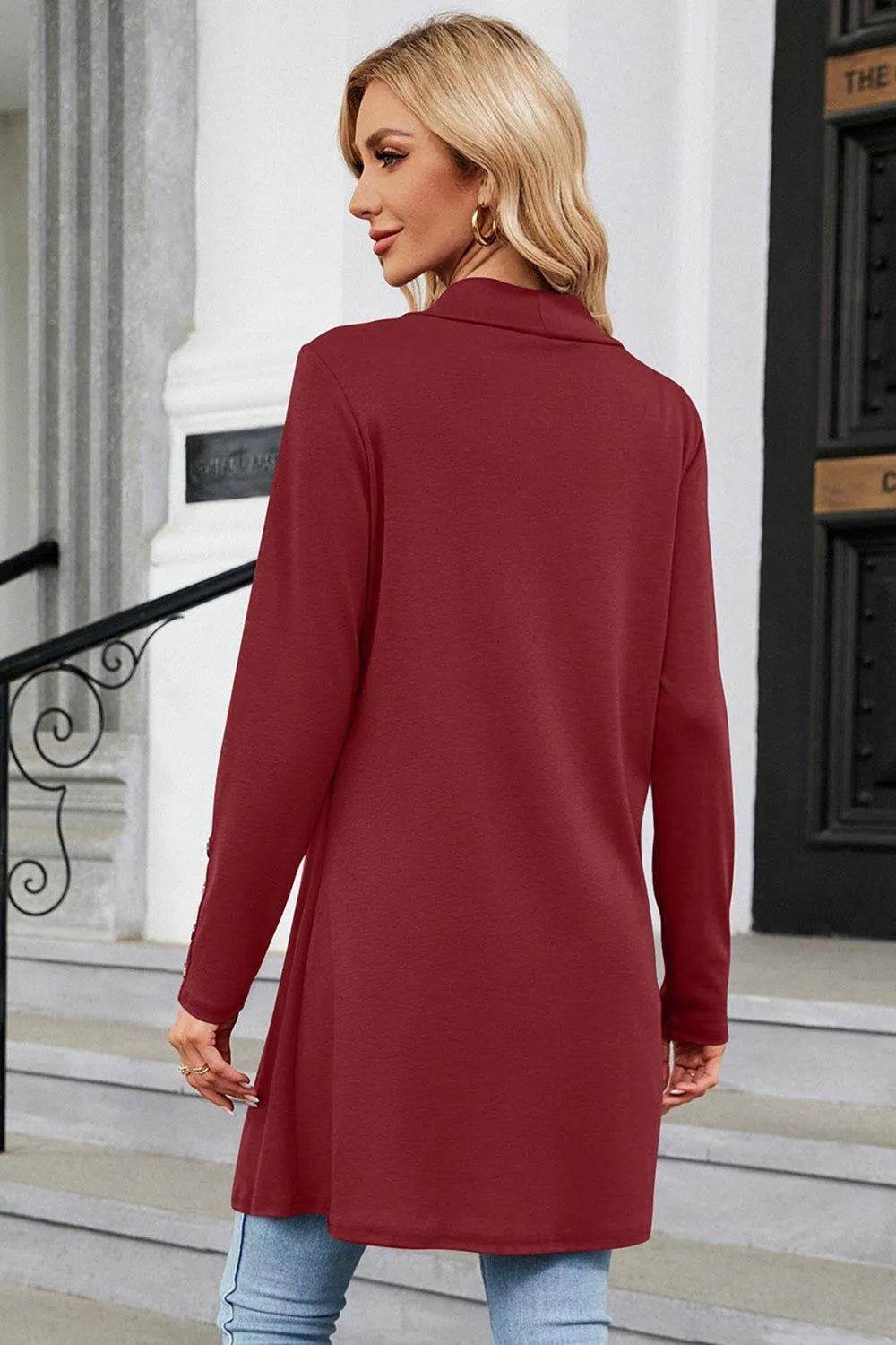 Open Front Long Sleeve Cardigan - Bona Fide Fashion
