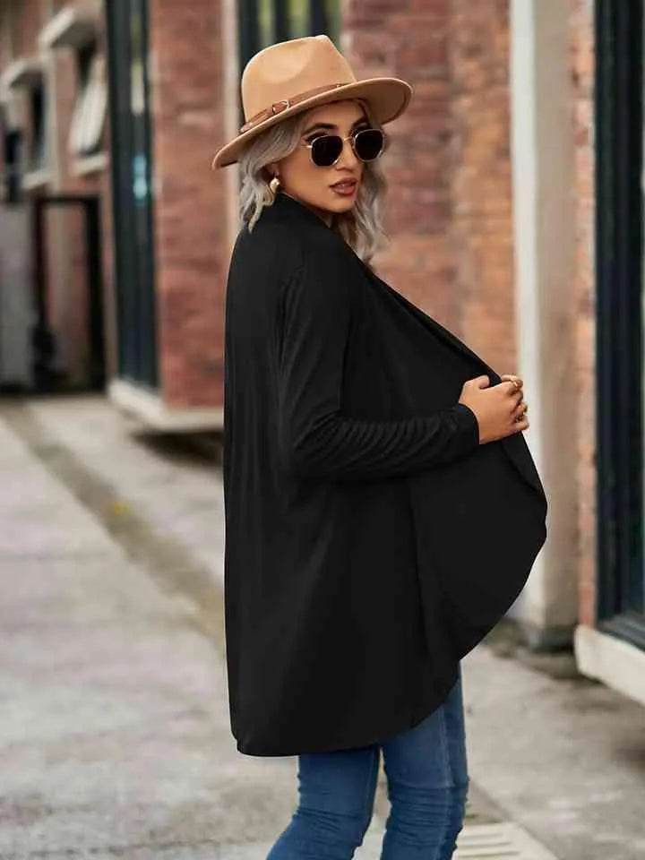 Open Front Long Sleeve Cardigan - Bona Fide Fashion