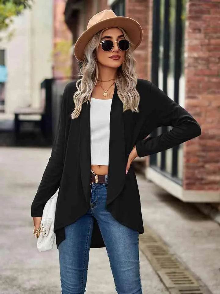 Open Front Long Sleeve Cardigan - Bona Fide Fashion