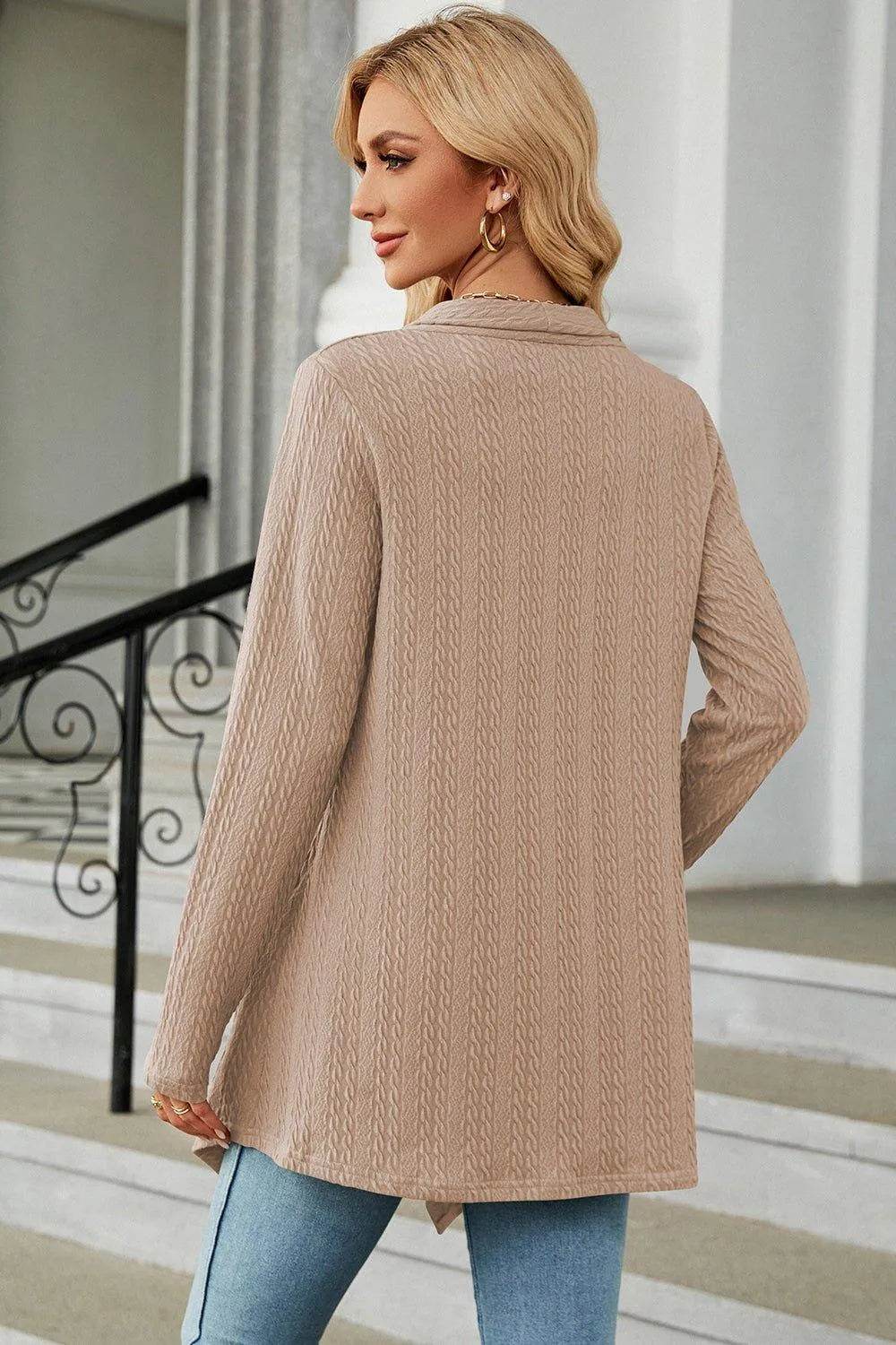 Open Front Long Sleeve Cardigan - Bona Fide Fashion