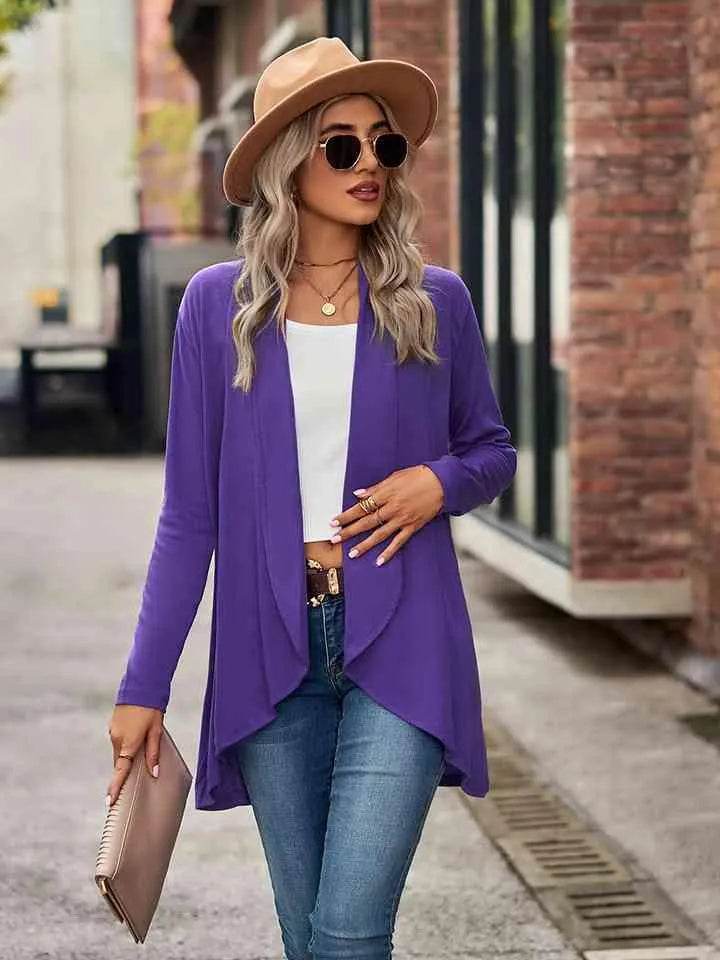 Open Front Long Sleeve Cardigan - Bona Fide Fashion