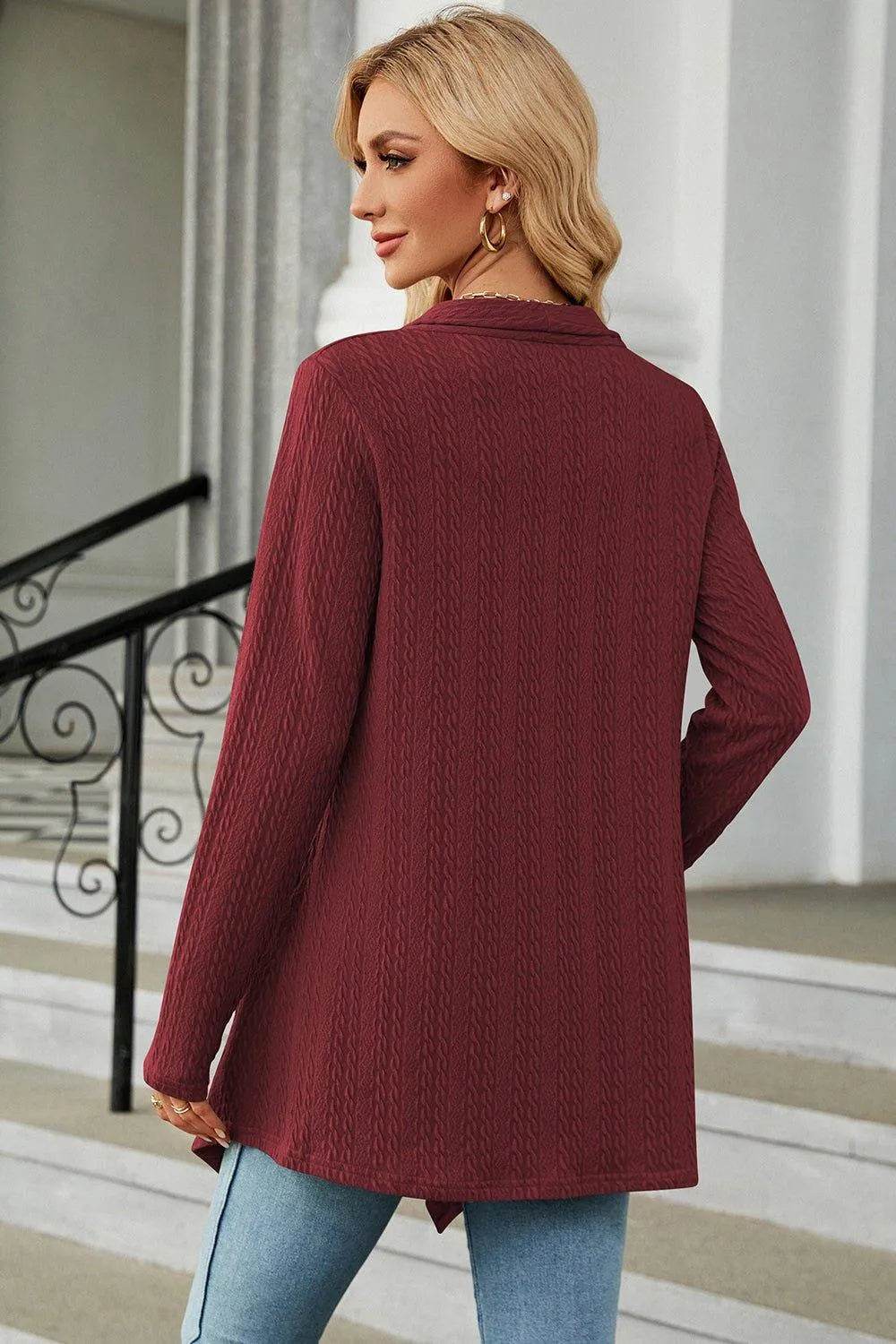 Open Front Long Sleeve Cardigan - Bona Fide Fashion