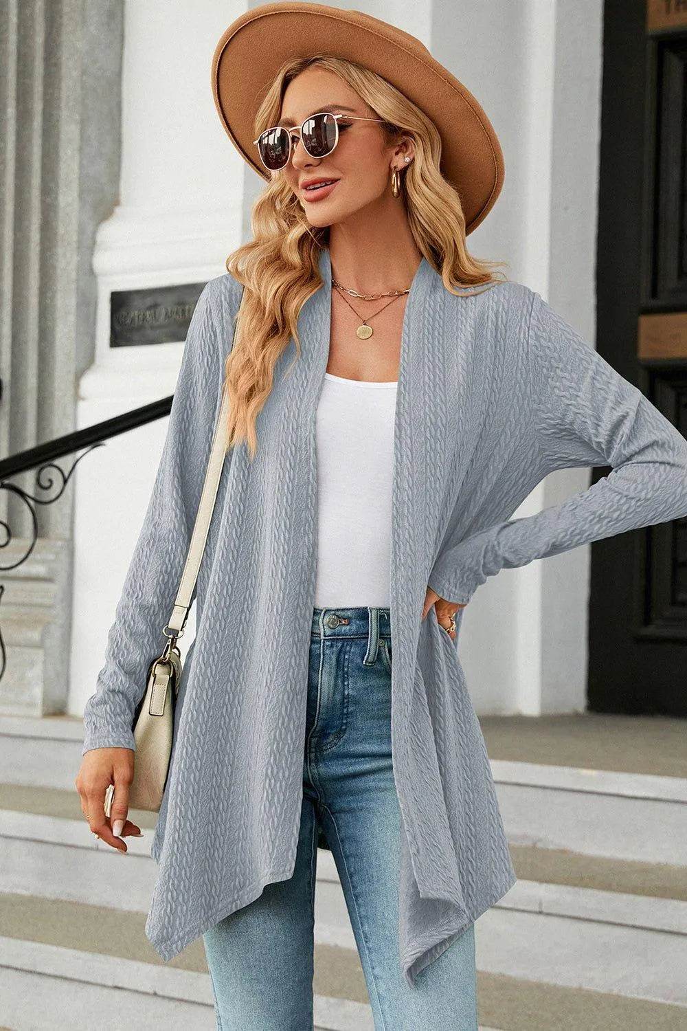 Open Front Long Sleeve Cardigan - Bona Fide Fashion