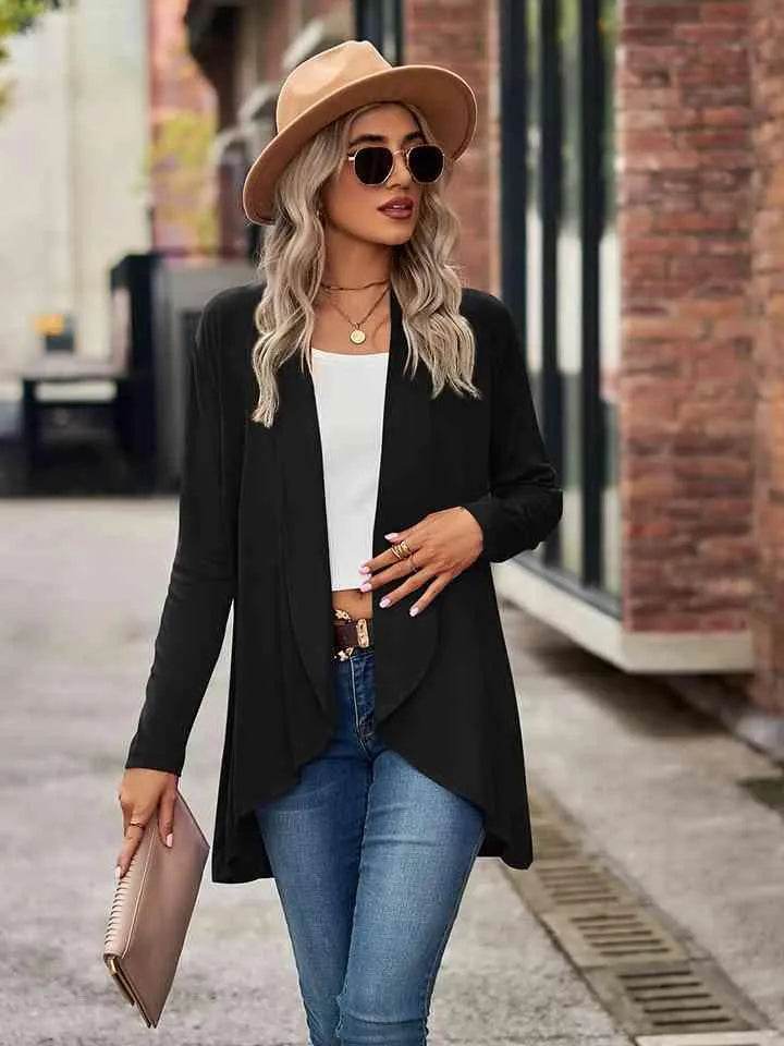 Open Front Long Sleeve Cardigan - Bona Fide Fashion