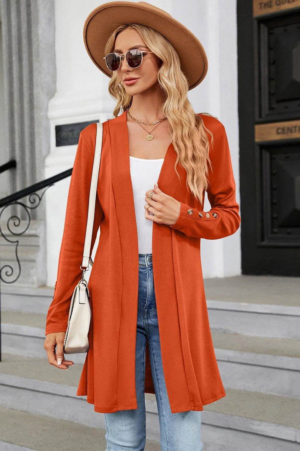 Open Front Long Sleeve Cardigan - Bona Fide Fashion