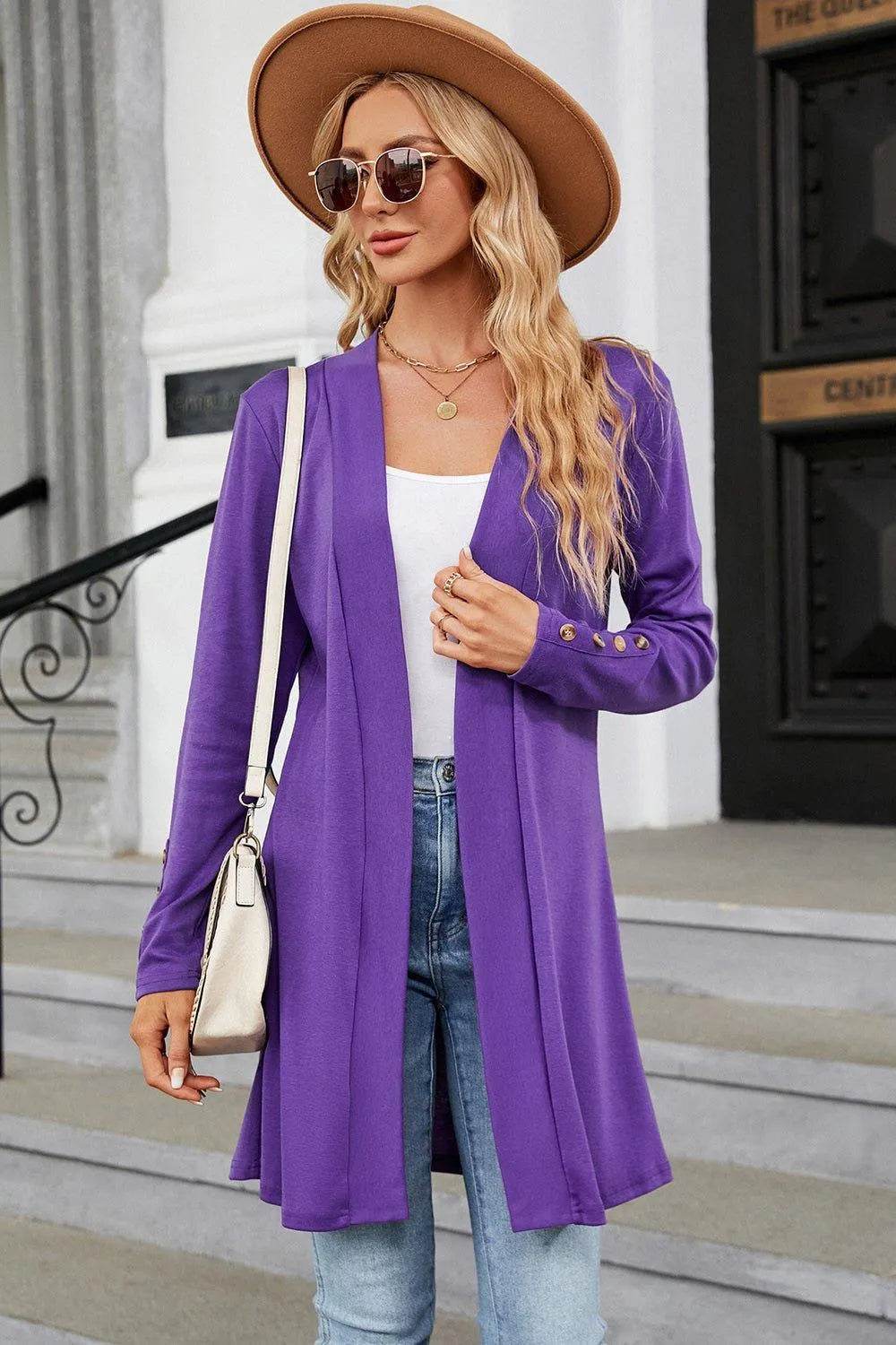 Open Front Long Sleeve Cardigan - Bona Fide Fashion