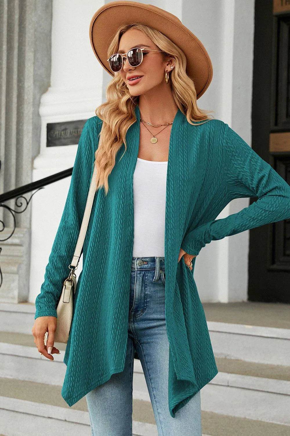 Open Front Long Sleeve Cardigan - Bona Fide Fashion