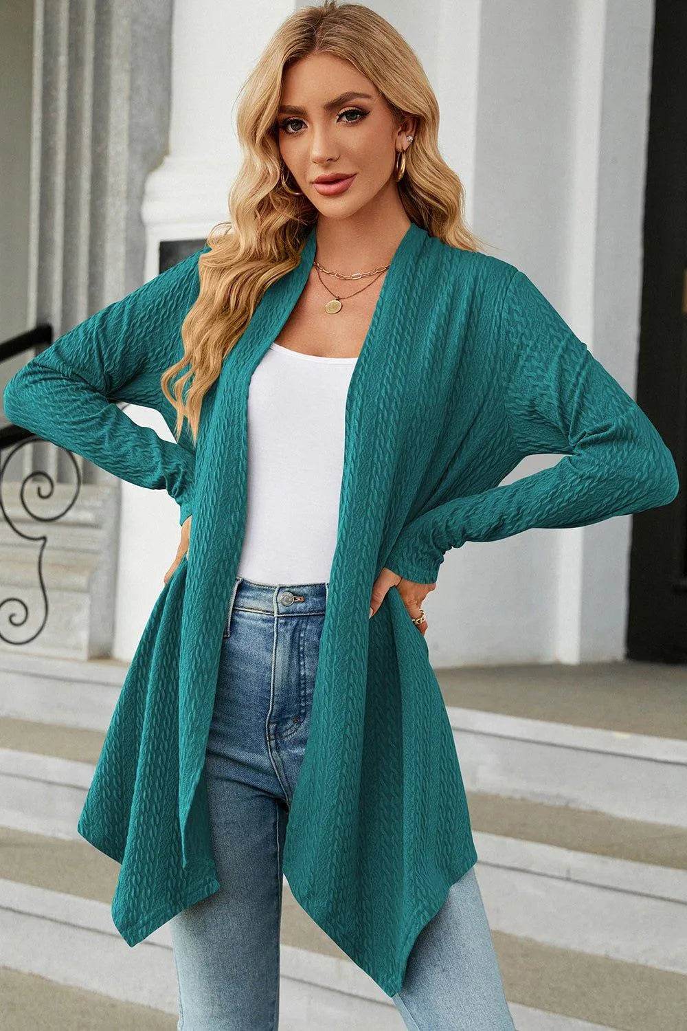 Open Front Long Sleeve Cardigan - Bona Fide Fashion