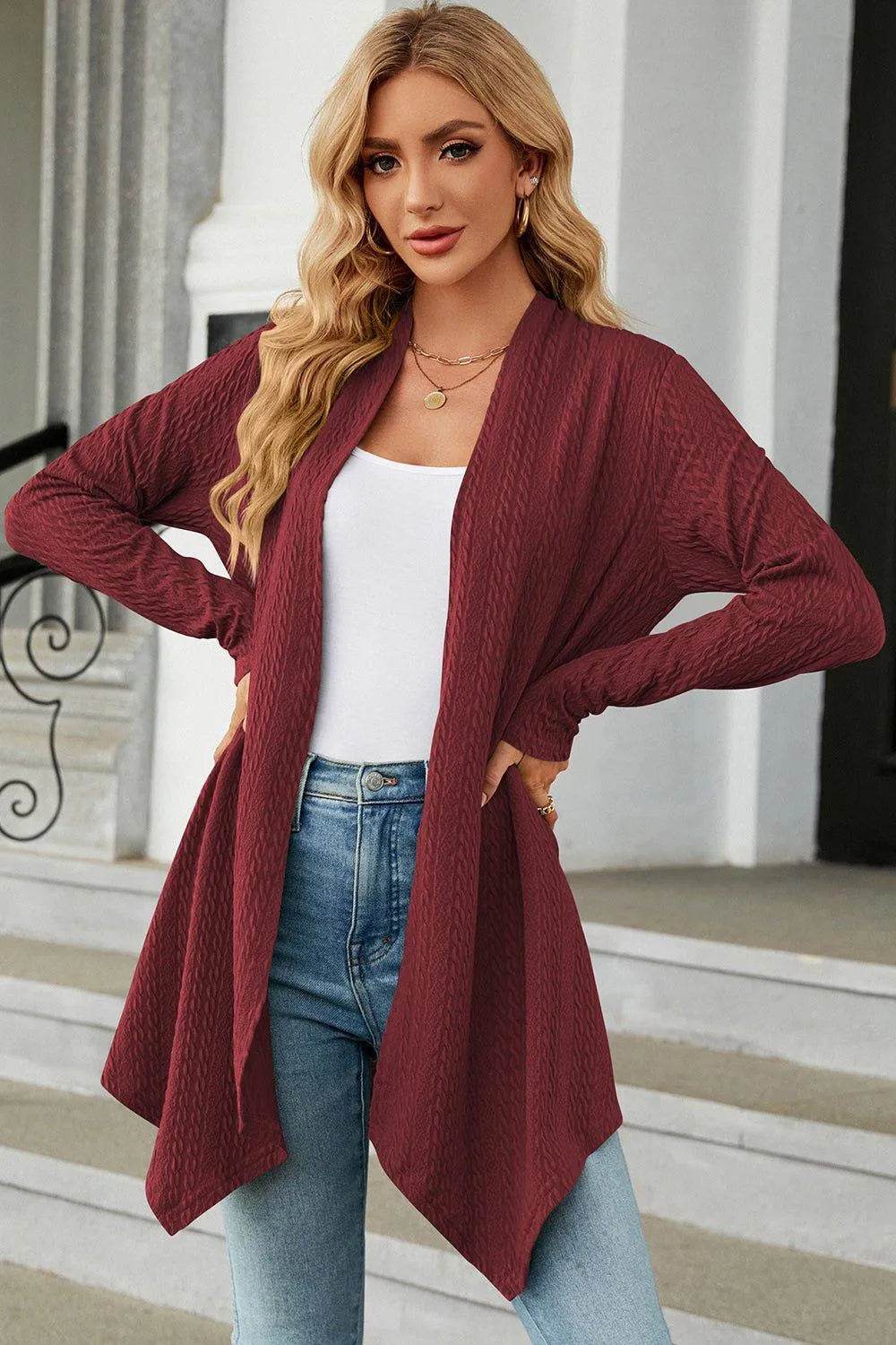 Open Front Long Sleeve Cardigan - Bona Fide Fashion