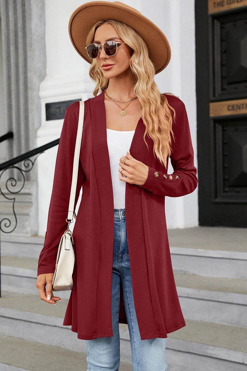Open Front Long Sleeve Cardigan - Bona Fide Fashion