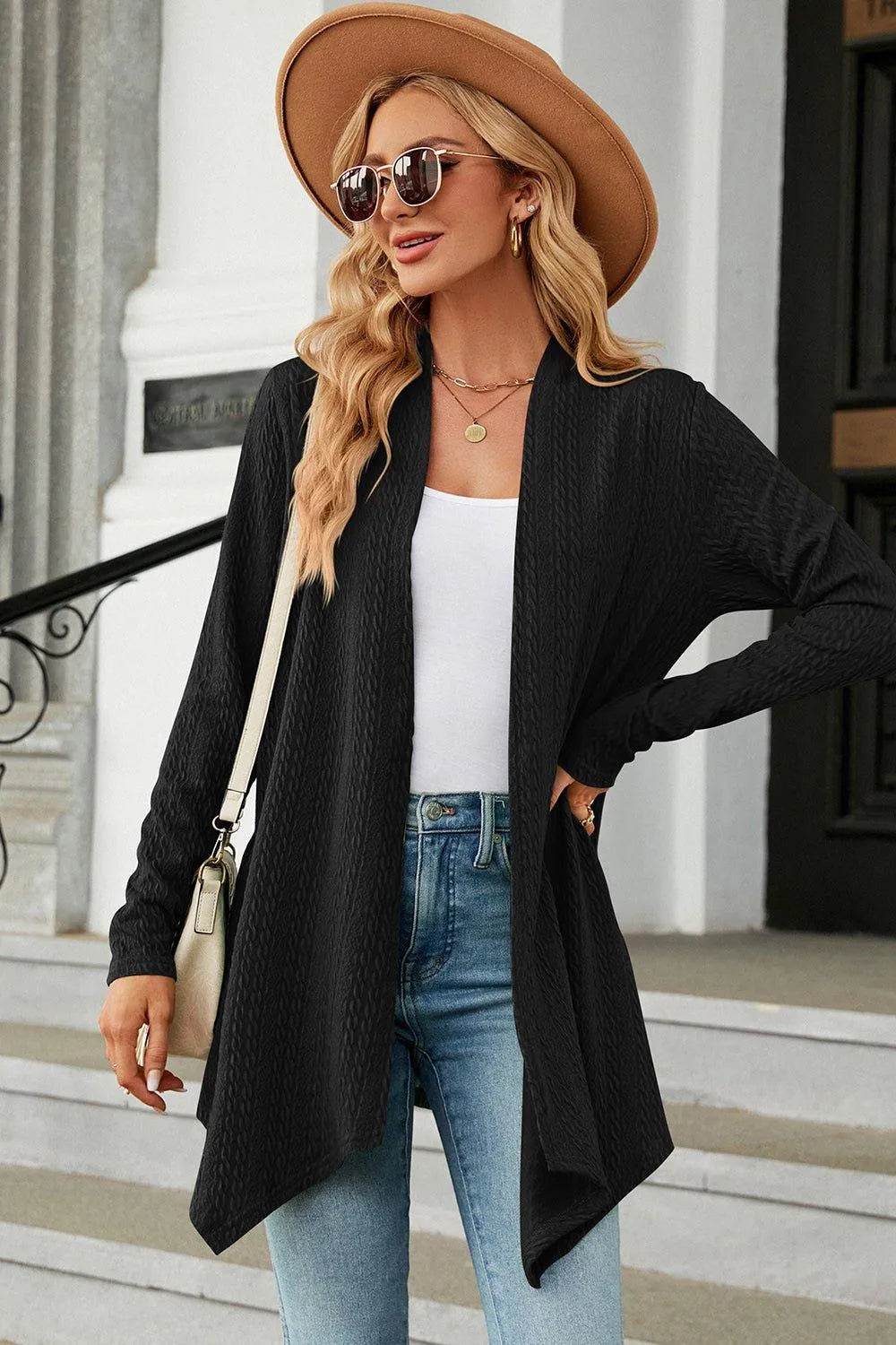 Open Front Long Sleeve Cardigan - Bona Fide Fashion