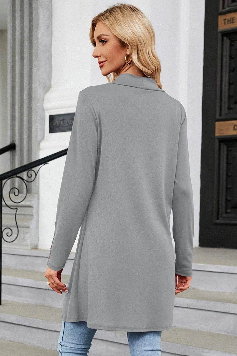 Open Front Long Sleeve Cardigan - Bona Fide Fashion