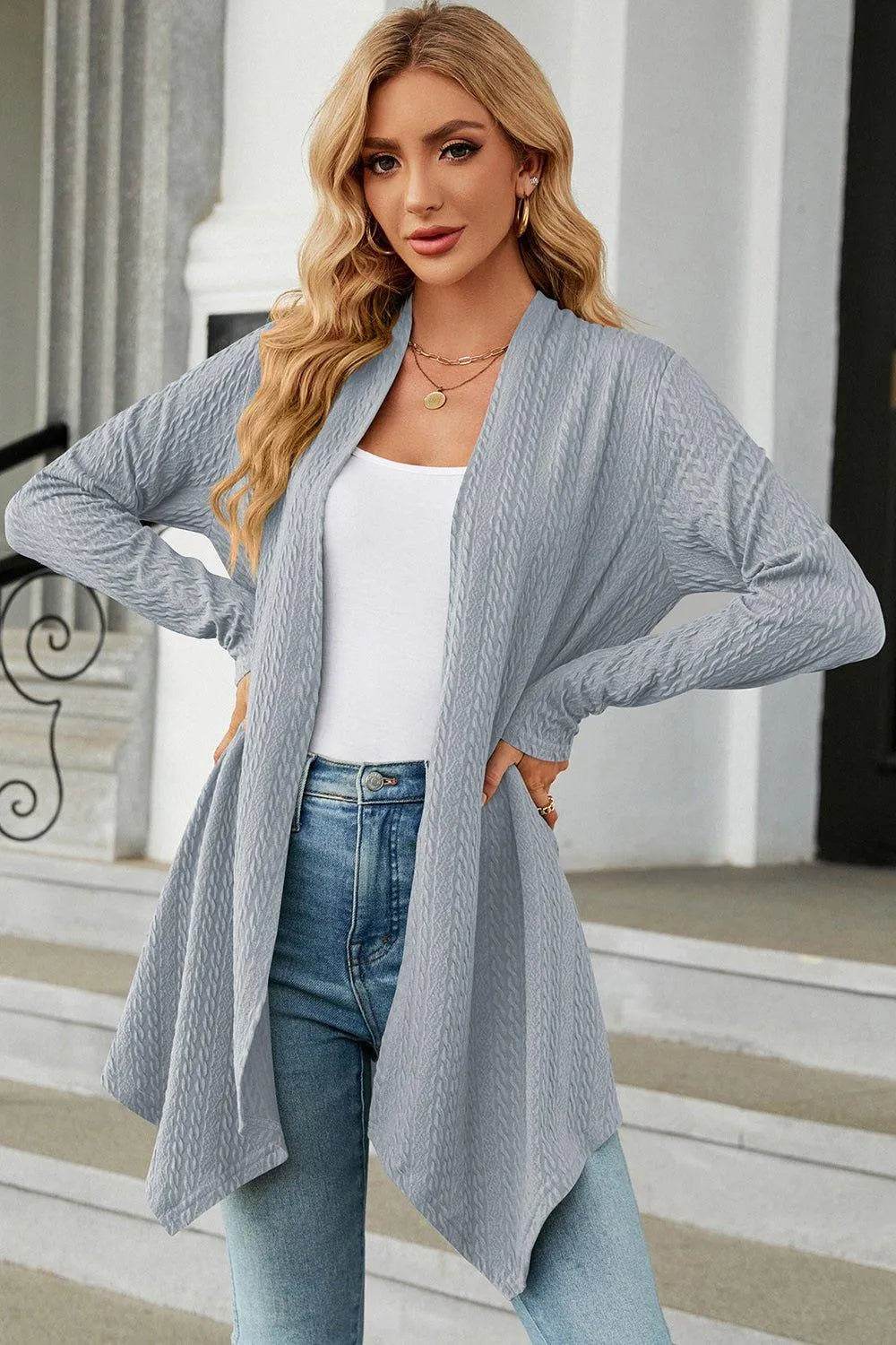 Open Front Long Sleeve Cardigan - Bona Fide Fashion