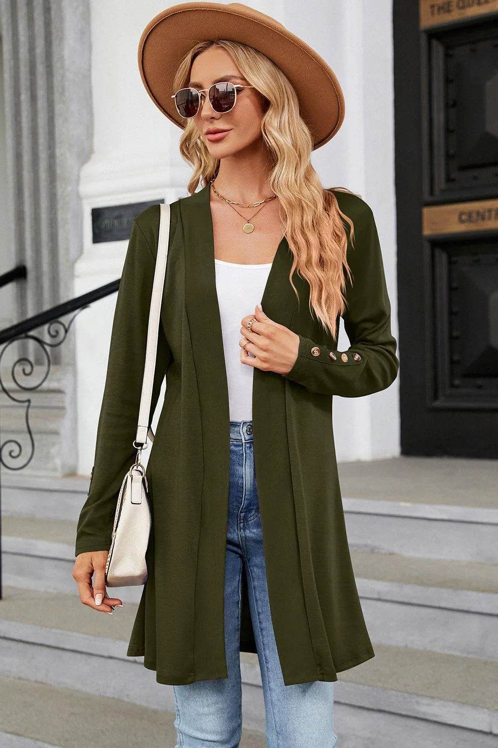 Open Front Long Sleeve Cardigan - Bona Fide Fashion