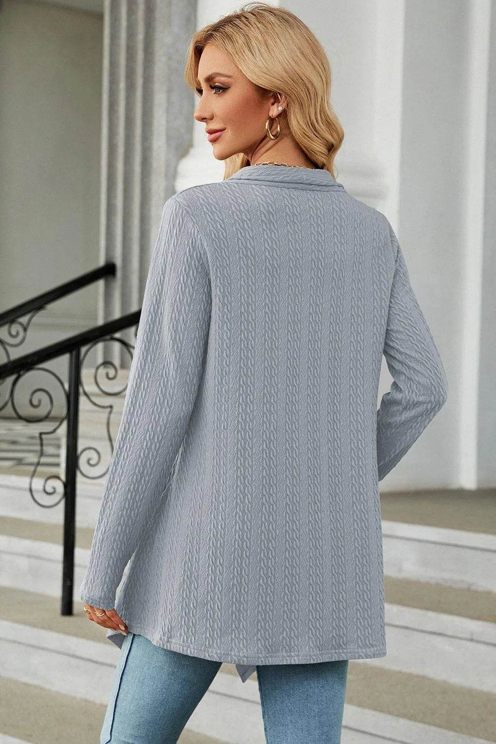Open Front Long Sleeve Cardigan - Bona Fide Fashion