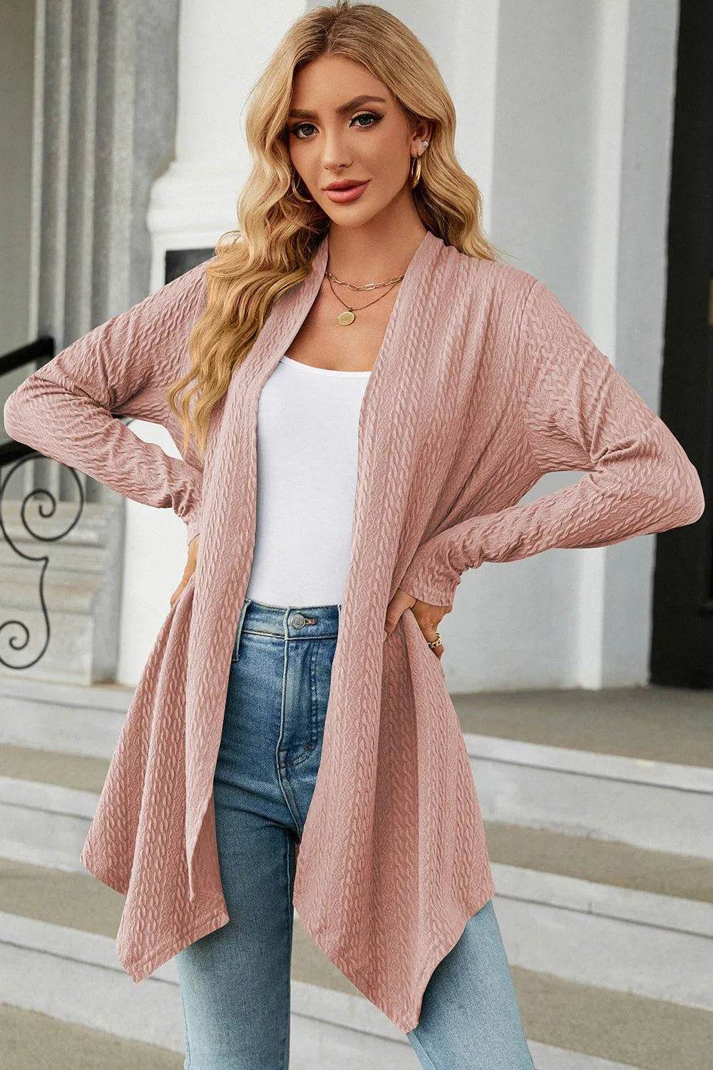 Open Front Long Sleeve Cardigan - Bona Fide Fashion