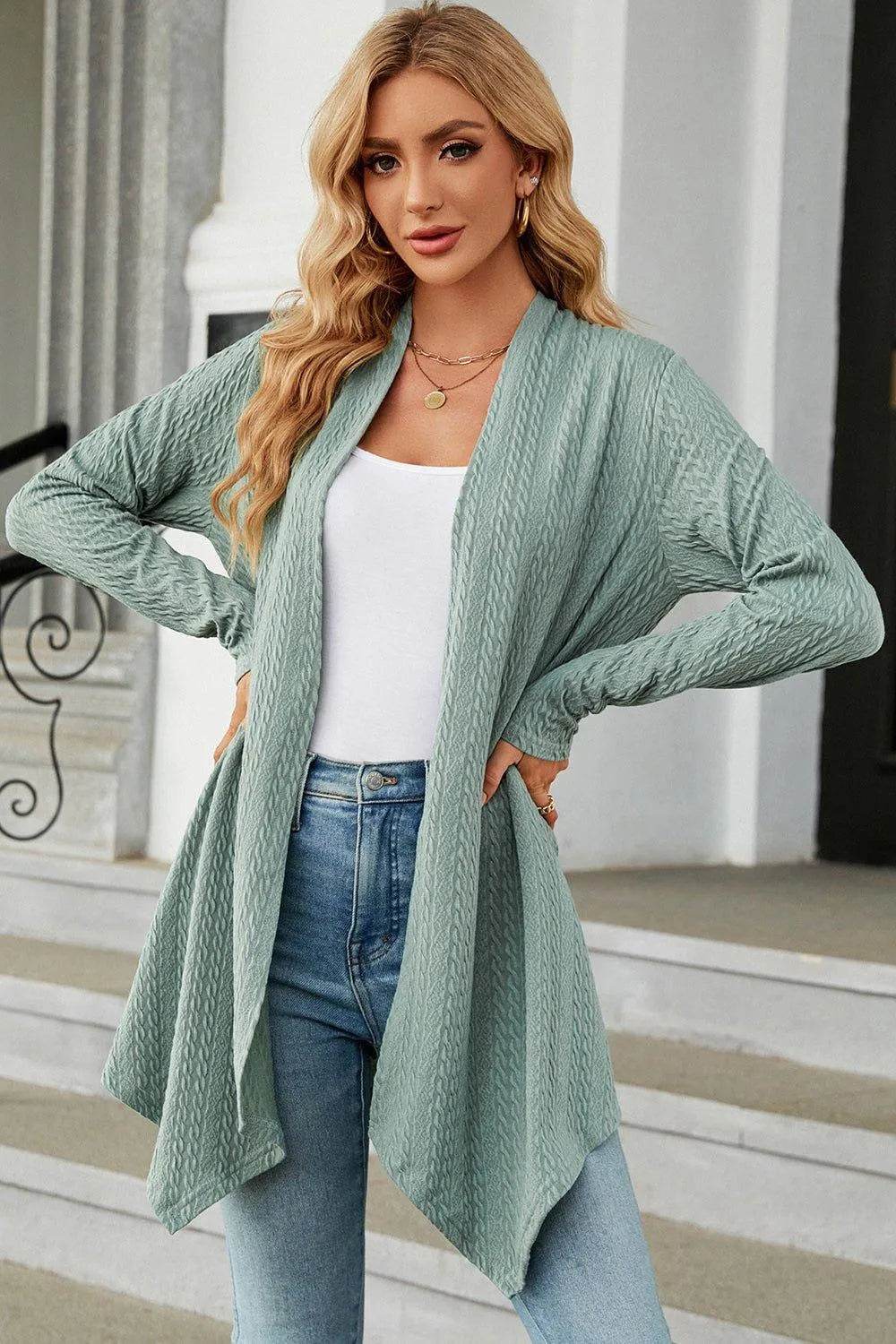 Open Front Long Sleeve Cardigan - Bona Fide Fashion