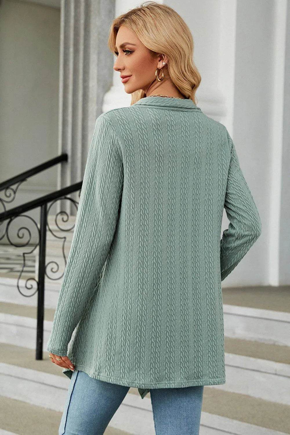 Open Front Long Sleeve Cardigan - Bona Fide Fashion