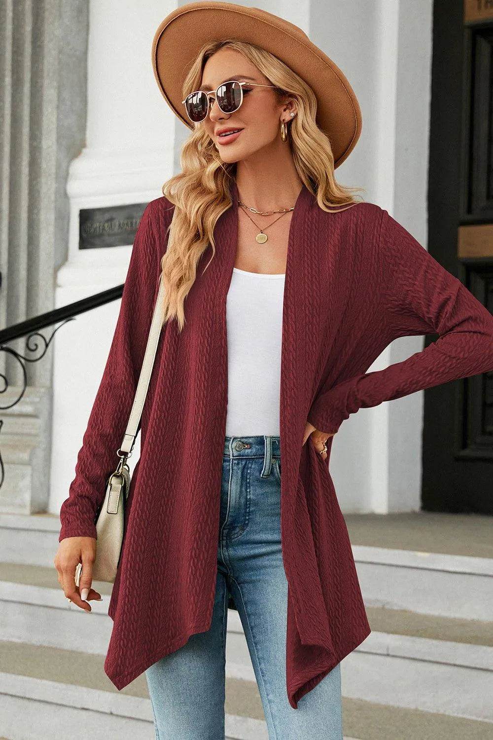 Open Front Long Sleeve Cardigan - Bona Fide Fashion