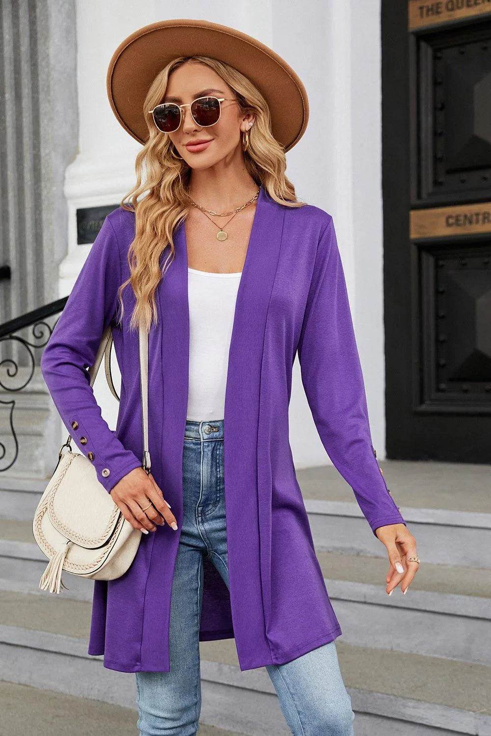 Open Front Long Sleeve Cardigan - Bona Fide Fashion