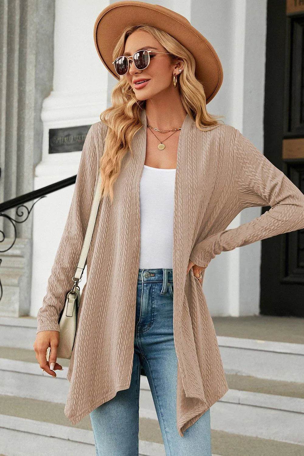 Open Front Long Sleeve Cardigan - Bona Fide Fashion