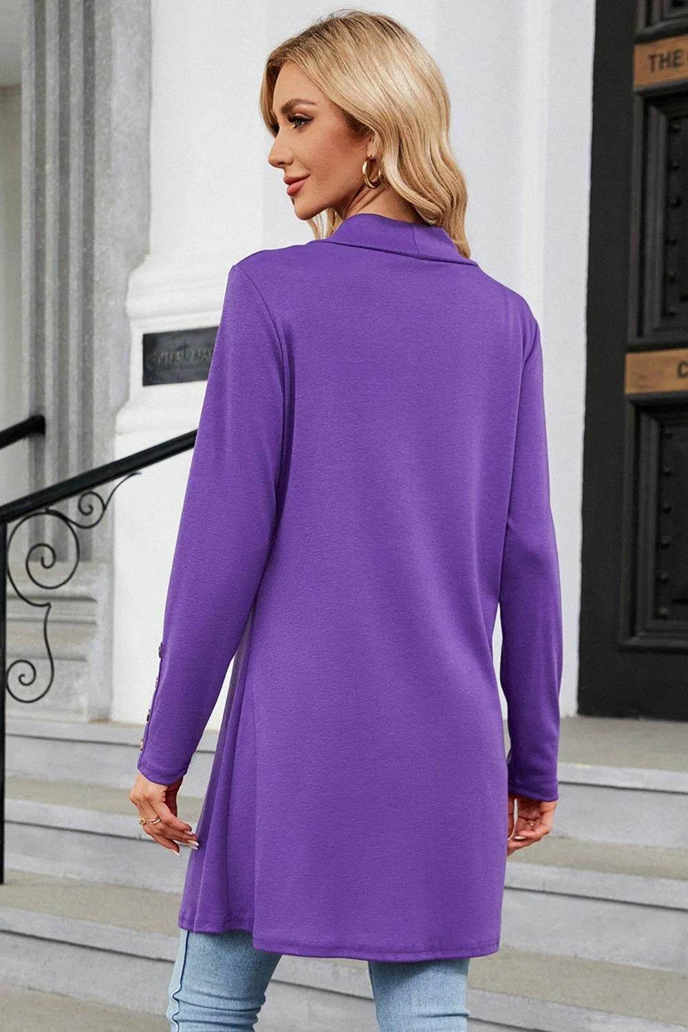 Open Front Long Sleeve Cardigan - Bona Fide Fashion