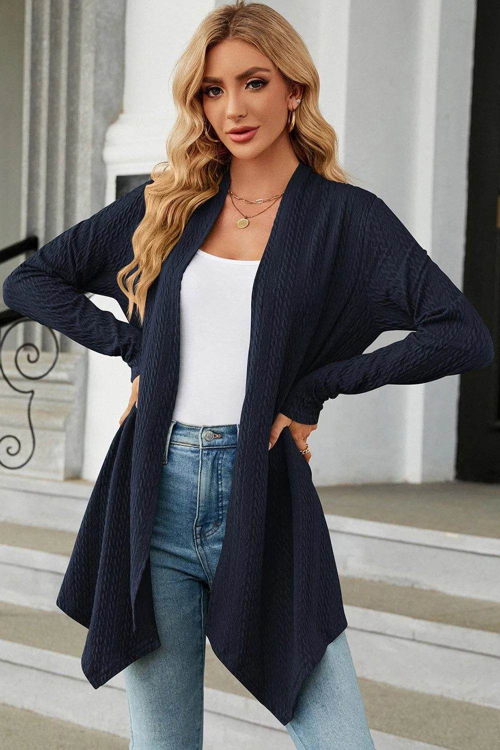 Open Front Long Sleeve Cardigan - Bona Fide Fashion