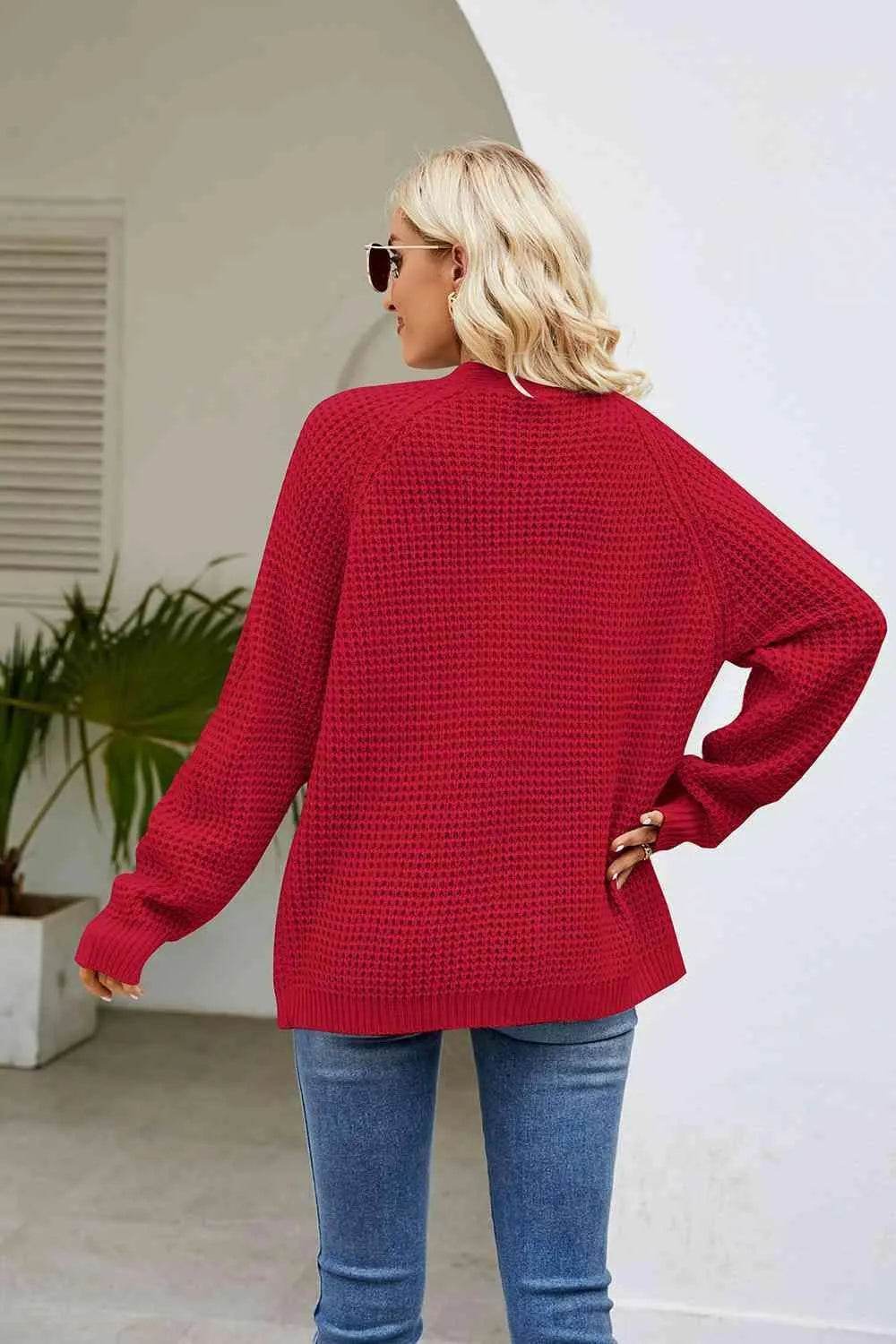 Open Front Long Sleeve Cardigan with Pockets - Bona Fide Fashion