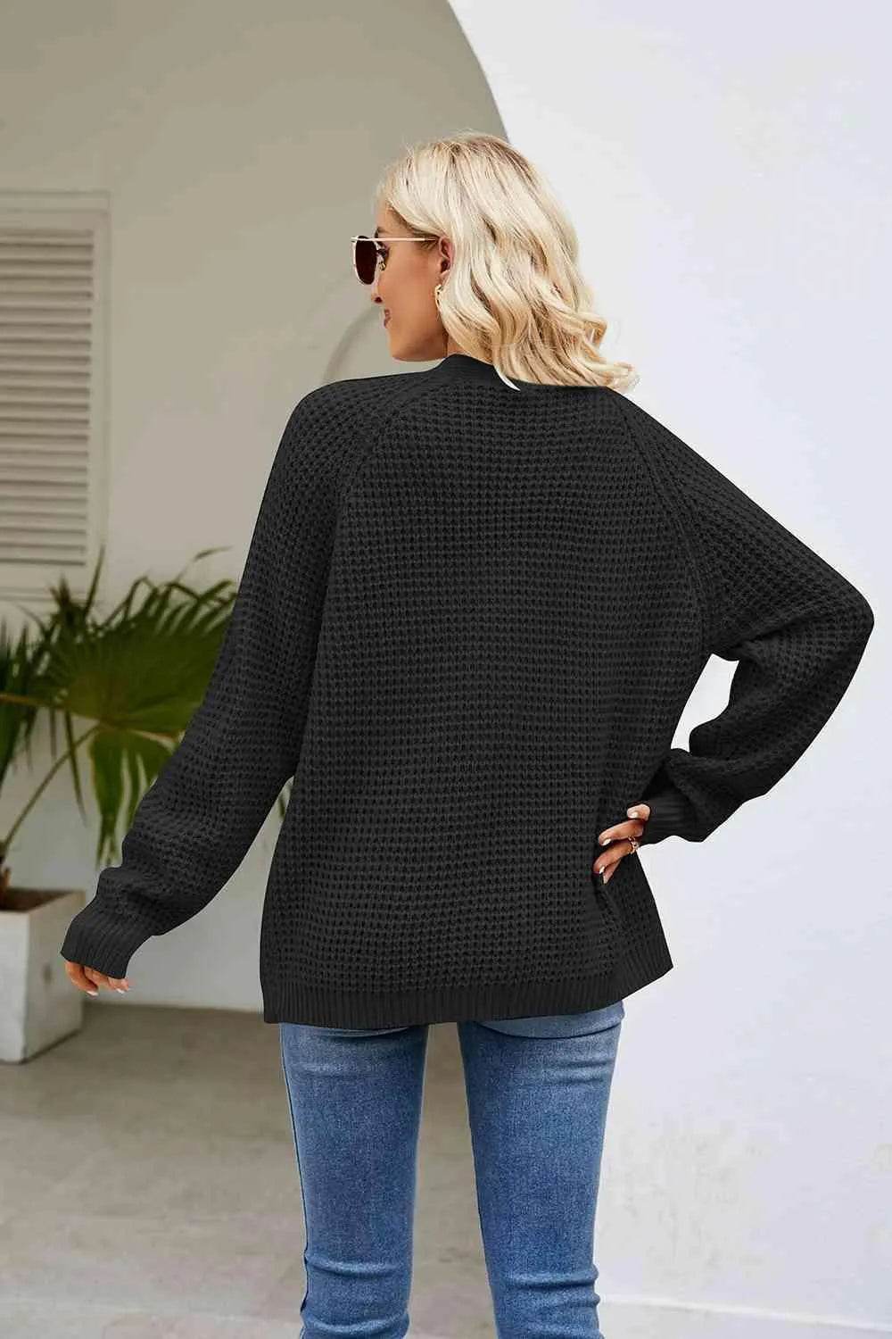 Open Front Long Sleeve Cardigan with Pockets - Bona Fide Fashion