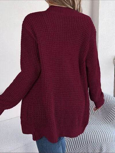 Open Front Long Sleeve Cardigan with Pockets - Bona Fide Fashion