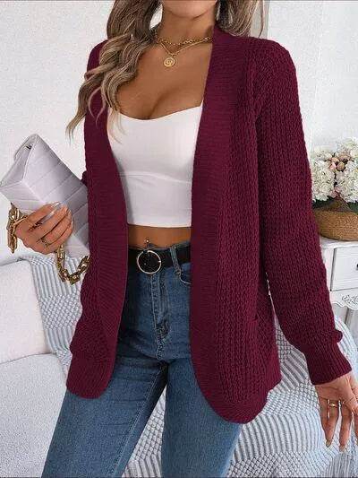 Open Front Long Sleeve Cardigan with Pockets - Bona Fide Fashion