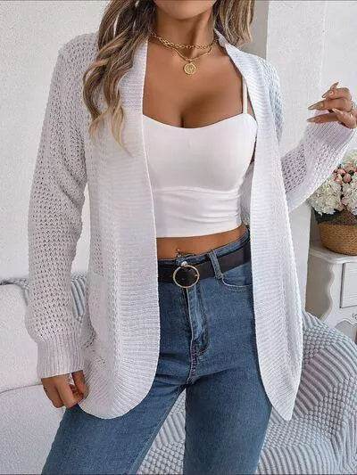 Open Front Long Sleeve Cardigan with Pockets - Bona Fide Fashion