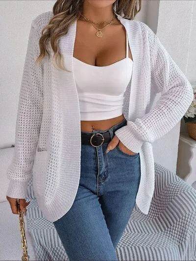 Open Front Long Sleeve Cardigan with Pockets - Bona Fide Fashion