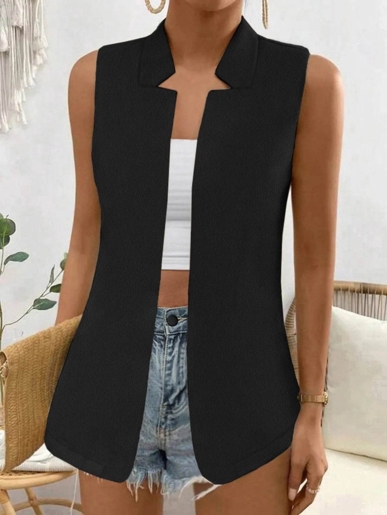 Open Front Longline Vest - Bona Fide Fashion