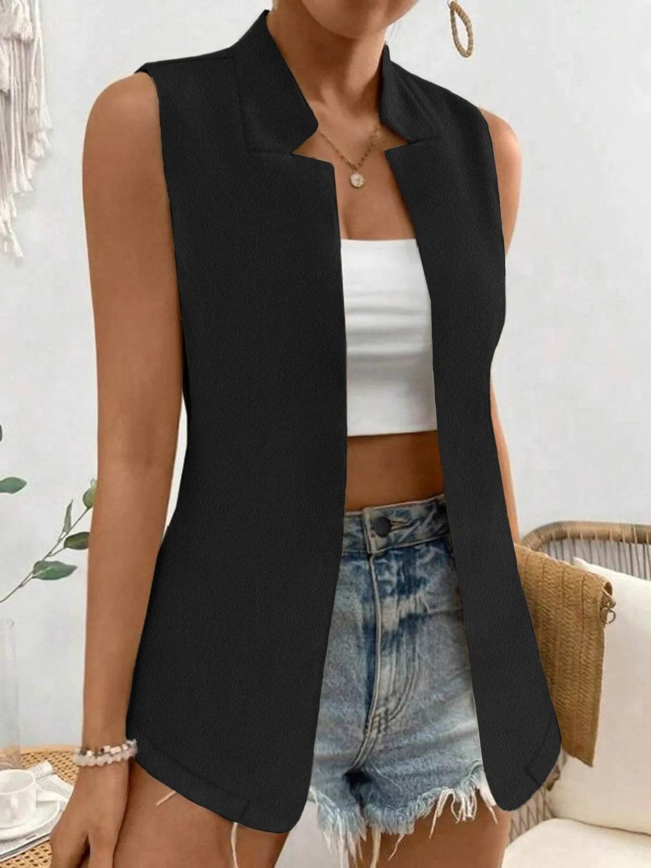Open Front Longline Vest - Bona Fide Fashion