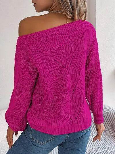 Openwork Long Sleeve Sweater - Bona Fide Fashion