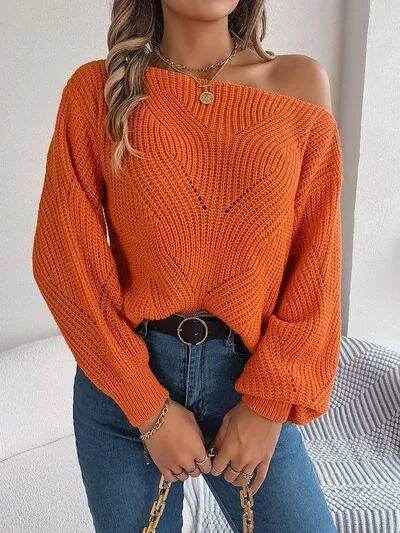 Openwork Long Sleeve Sweater - Bona Fide Fashion