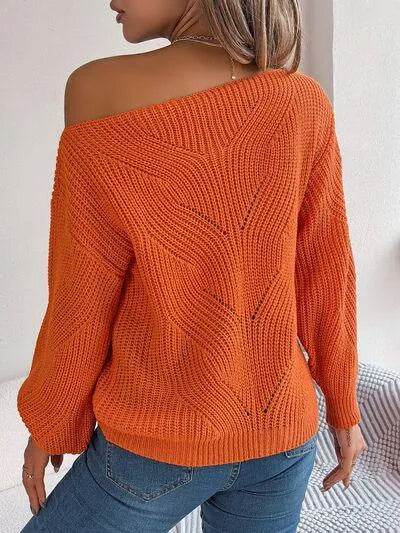 Openwork Long Sleeve Sweater - Bona Fide Fashion