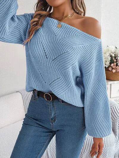 Openwork Long Sleeve Sweater - Bona Fide Fashion