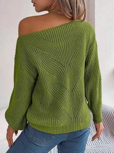Openwork Long Sleeve Sweater - Bona Fide Fashion