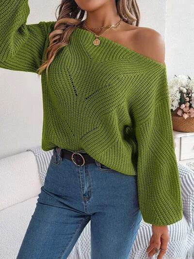 Openwork Long Sleeve Sweater - Bona Fide Fashion