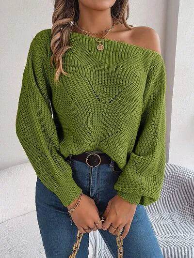 Openwork Long Sleeve Sweater - Bona Fide Fashion