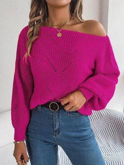 Openwork Long Sleeve Sweater - Bona Fide Fashion