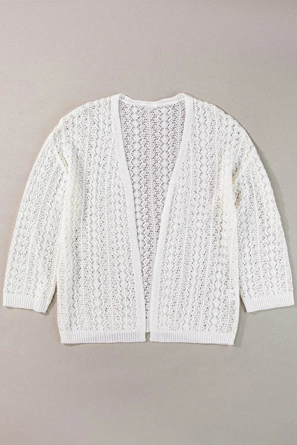 Openwork Open Front Dropped Shoulder Cardigan - Bona Fide Fashion