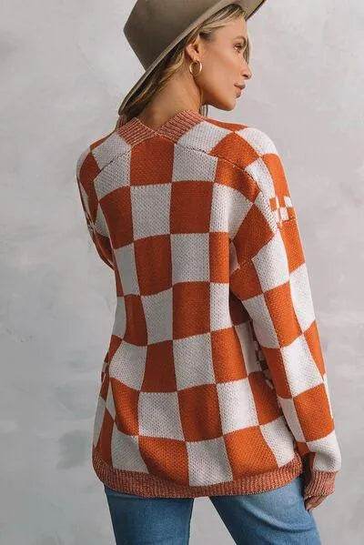 Plaid Open Front Dropped Shoulder Cardigan - Bona Fide Fashion