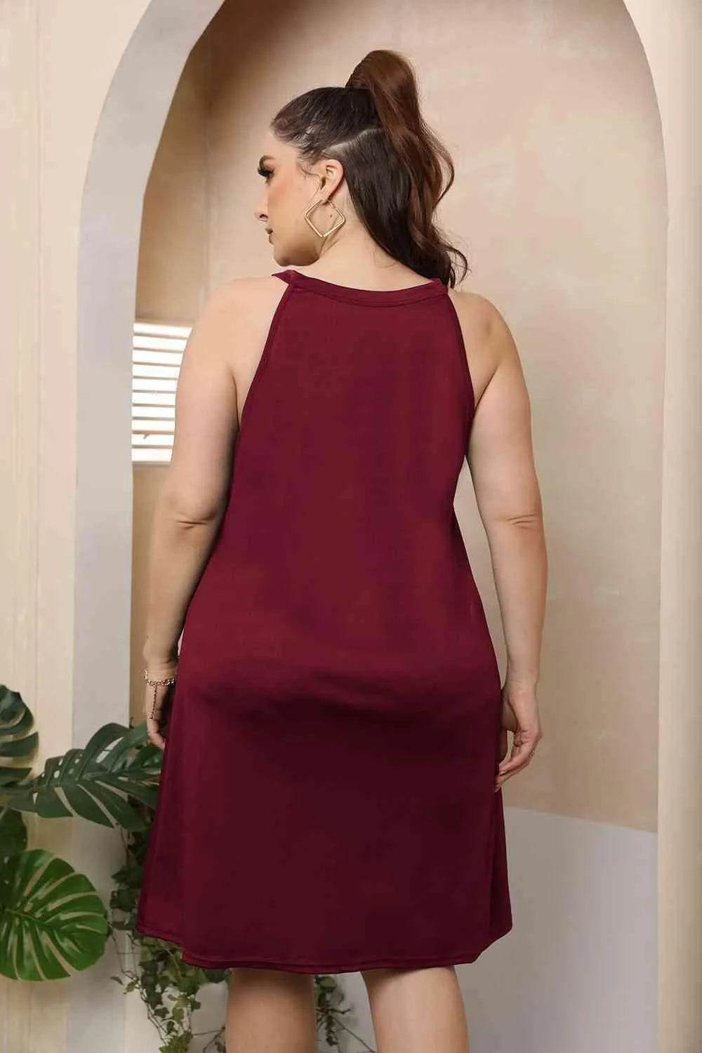 Plus Size Cutout Round Neck Sleeveless Dress - Bona Fide Fashion