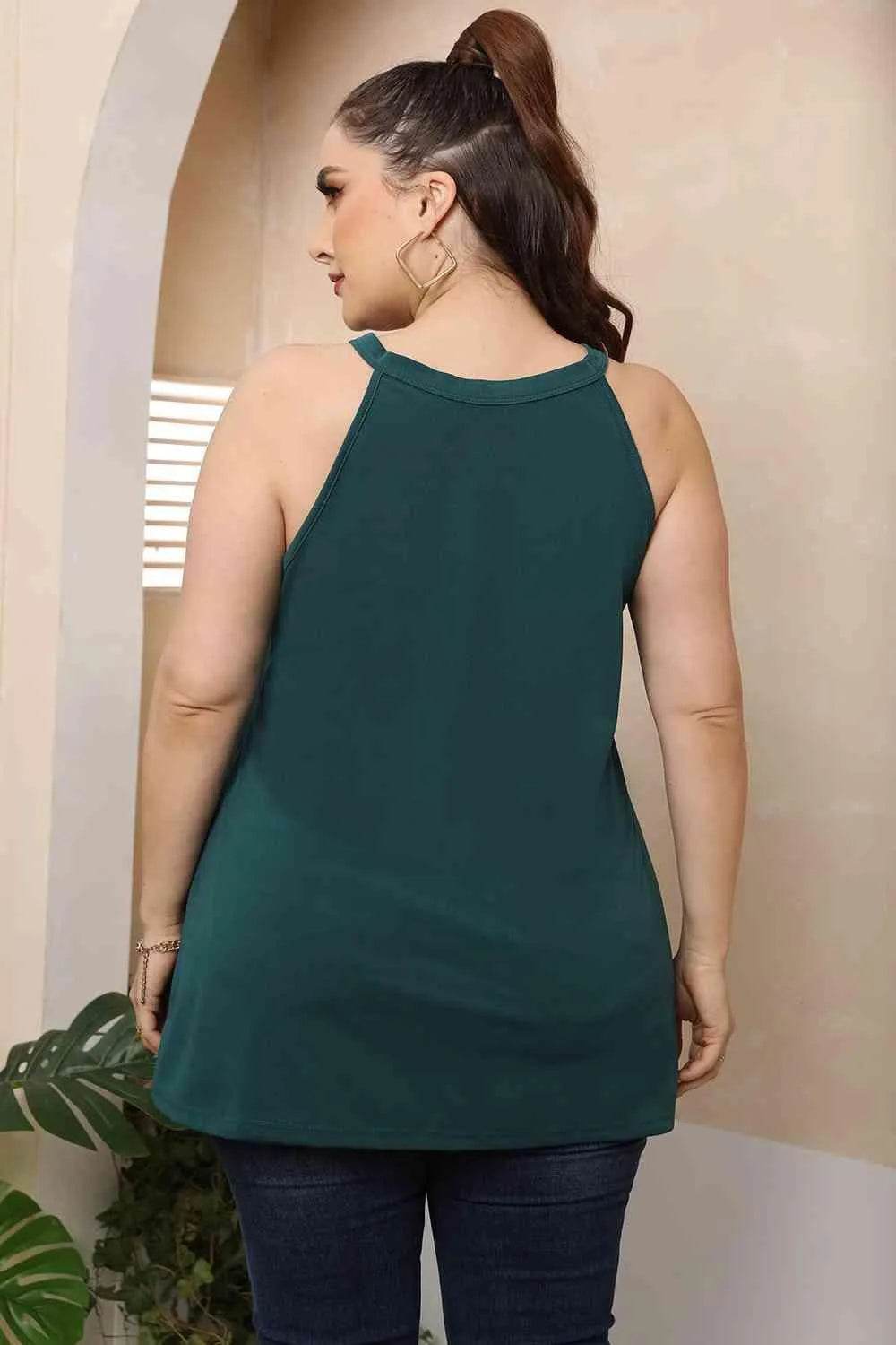 Plus Size Halter Neck Cutout Sleeveless Dress - Bona Fide Fashion